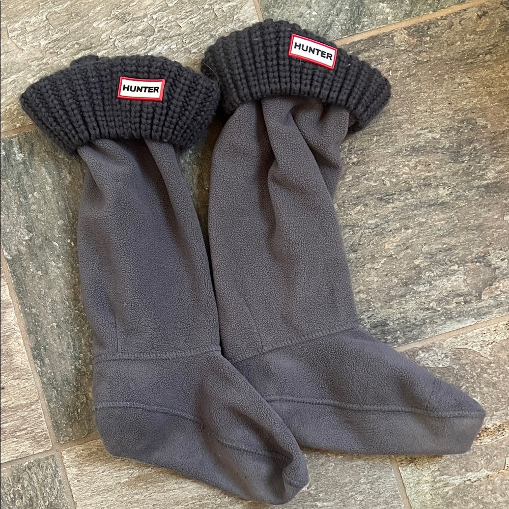 Hunter Charcoal Gray Fleece Boot Liners with Knit Cuff